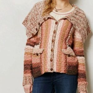 Sleeping On Snow by Anthropologie Brown & Pink Button Down Cardigan